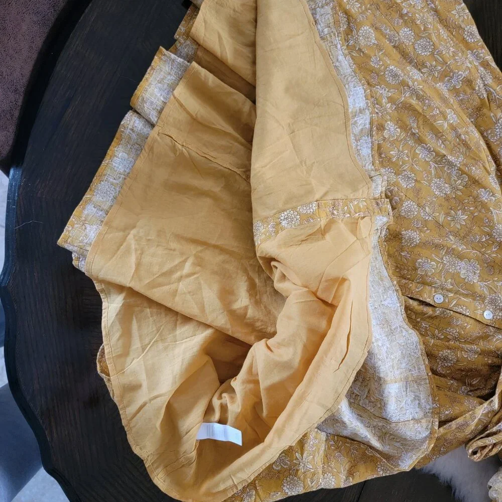 NWT Downeast Mustard Yellow Floral Cotton Midi Dress Size M - Picture 4 of 10